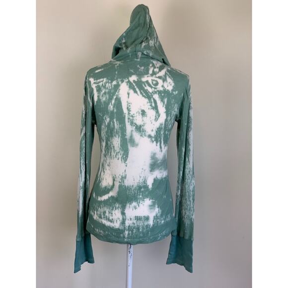 Y2K Butterfly Dropout Hooded Top Hoodie Small Fairycore Vtg Burnout Thermal - Picture 6 of 13